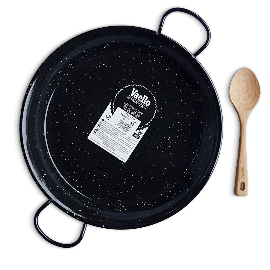 The Paella Company 32cm Enamelled Steel Paella Pan La Valenciana